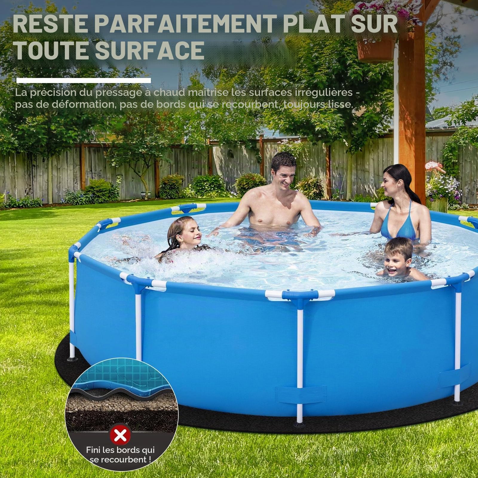 Tapis de Piscine Rond Protection Géotextile Robuste pour Piscine Hors-Sol, Tapis de Sol pour Piscine, Tapis de Sol Tapis sous Piscine Hors Sol De Vie du Liner, Barrière Anti-Mauvaises Herbes