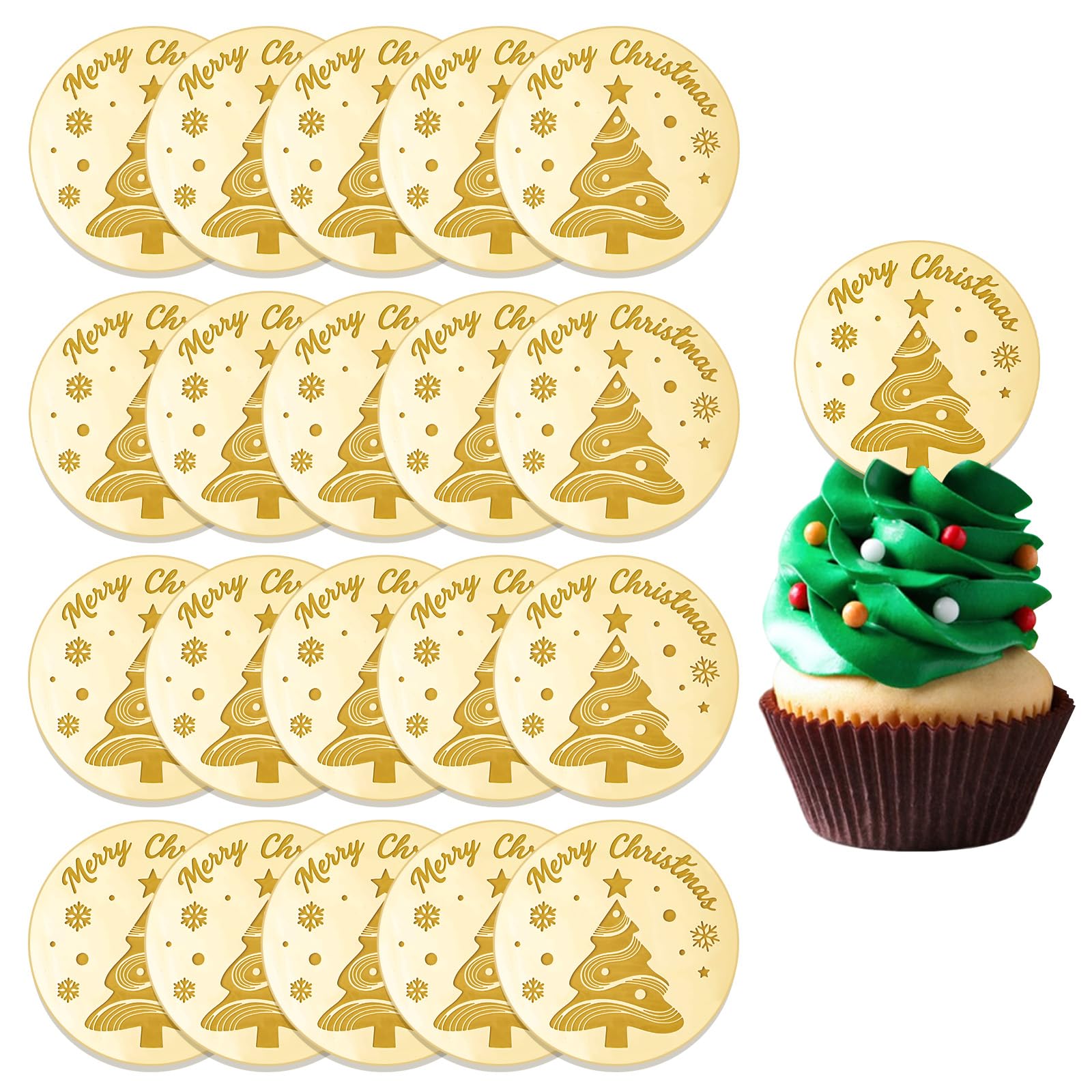 URROMA Merry Christmas Cupcake Toppers