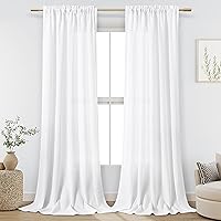 Vista 67 de Guken - Cortinas de lino negro de 108 pulgadas de largo para sala de estar, dormitorio, juego de 2 paneles, bolsillo para barra, cortinas