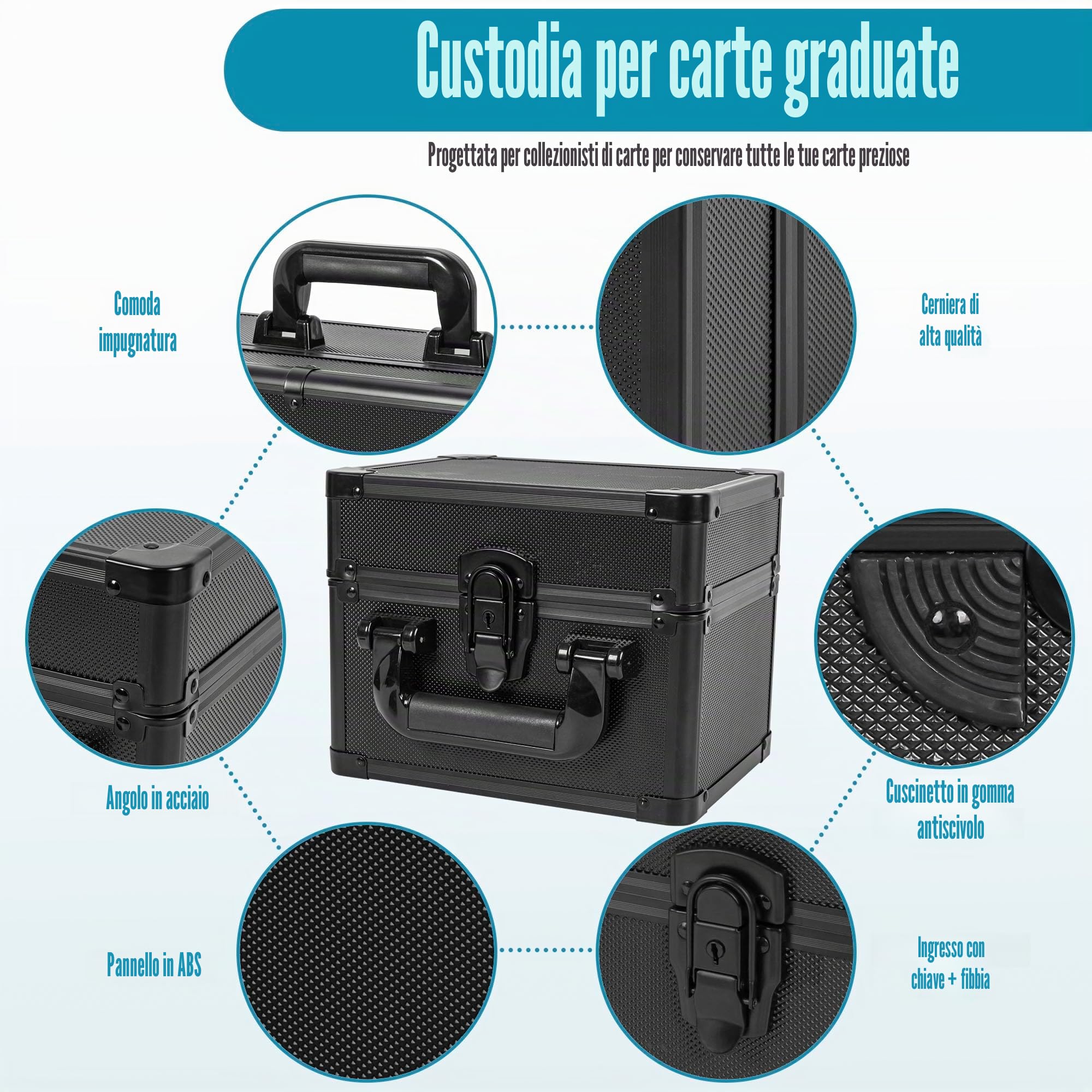 Scatola Porta-Carte in Lega di Alluminio con Caricamento dall'Alto, Scatola Portacarte con Ampia Capacità per 40 Vassoi Portacarte e Scomparti Regolabili