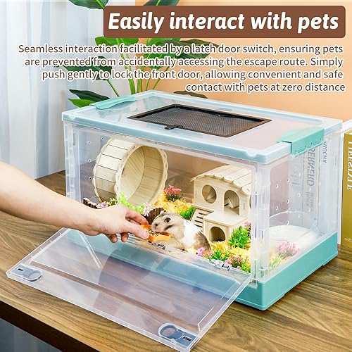 Miniatura 5 de Jaulas portátiles y plegables para hámster con ruedas, hábitat de castillo y rueda de ejercicio, fáciles de mover y almacenar, adecuadas para