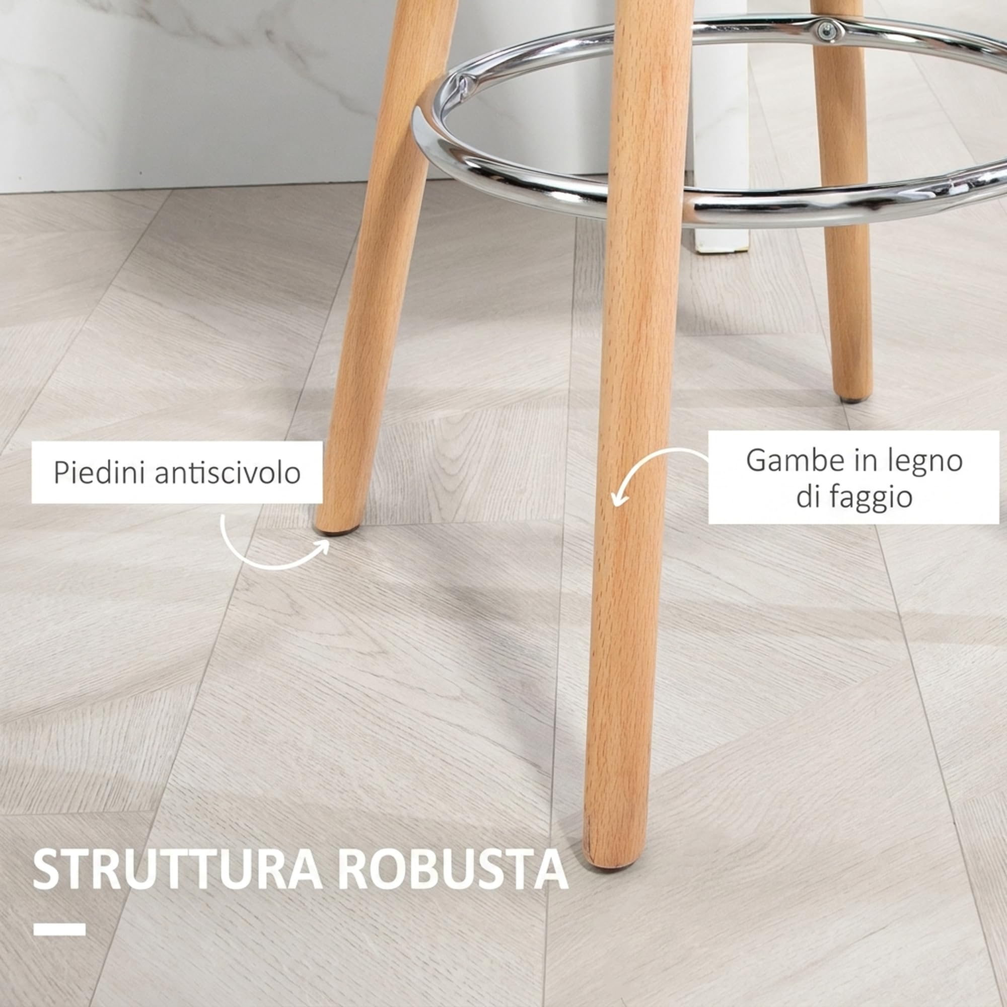 HOMCOM Set 2 Sgabelli Bar in PU Moderni, Seduta Alta 69 cm Imbottita Nero
