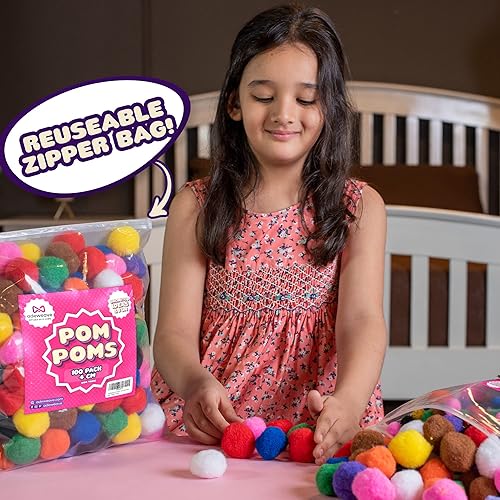 Miniatura 6 de Adeweave Pompones de 1.5 pulgadas, 100 pompones suaves y esponjosos, suministros de manualidades multicolor para artes y manualidades en una caja