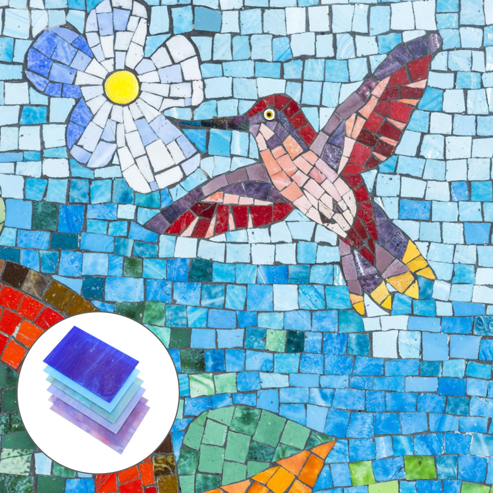 6 Stück Buntglasplatten Glasmalerei Kathedralglas Mosaikscheiben Selbstgemacht Basteln Glasstücke für Fensterdeko und Kirchenfenster Zufällige Farbe