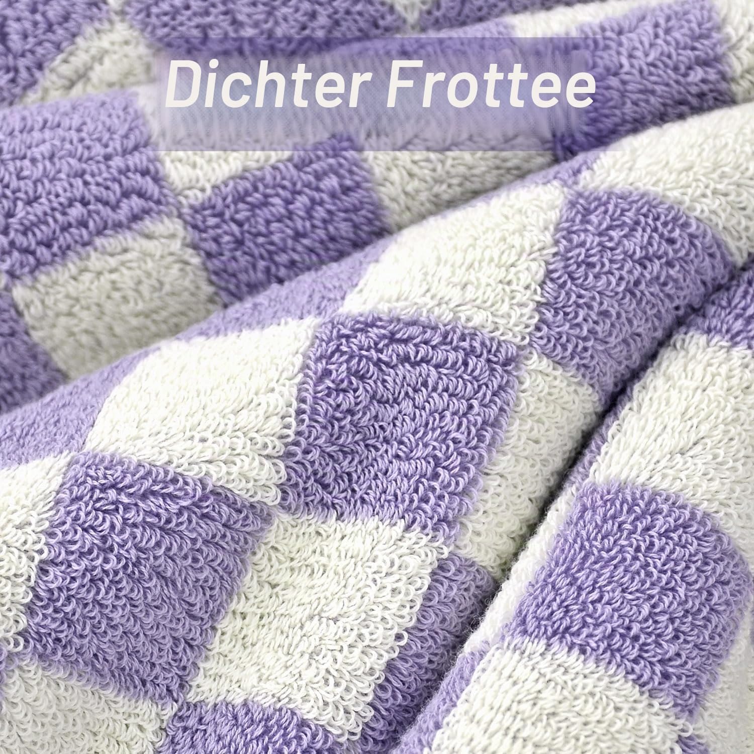 Jacquotha Duschtücher für Badezimmer, 70 x 140 cm, schnell trocknend, weiches Handtuch (2er-Pack), niedliche Handtücher, kariert, 520 g/m², saugfähige Baumwollhandtücher