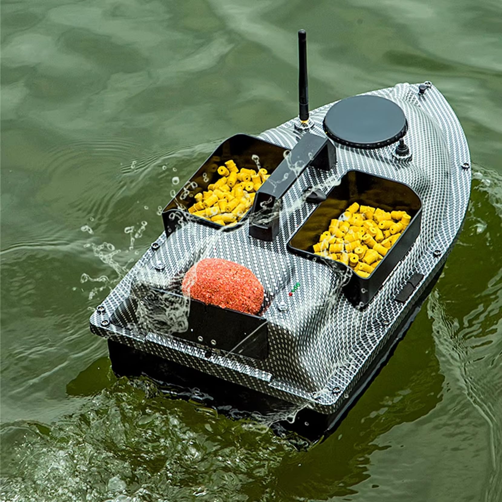 GPS-Smart-RC Bateau à leurres sans fil 2kg Chargement automatique d'avance Retour Télécommande 500M de distance Bateau de nid de pêche (fibre de carbone)
