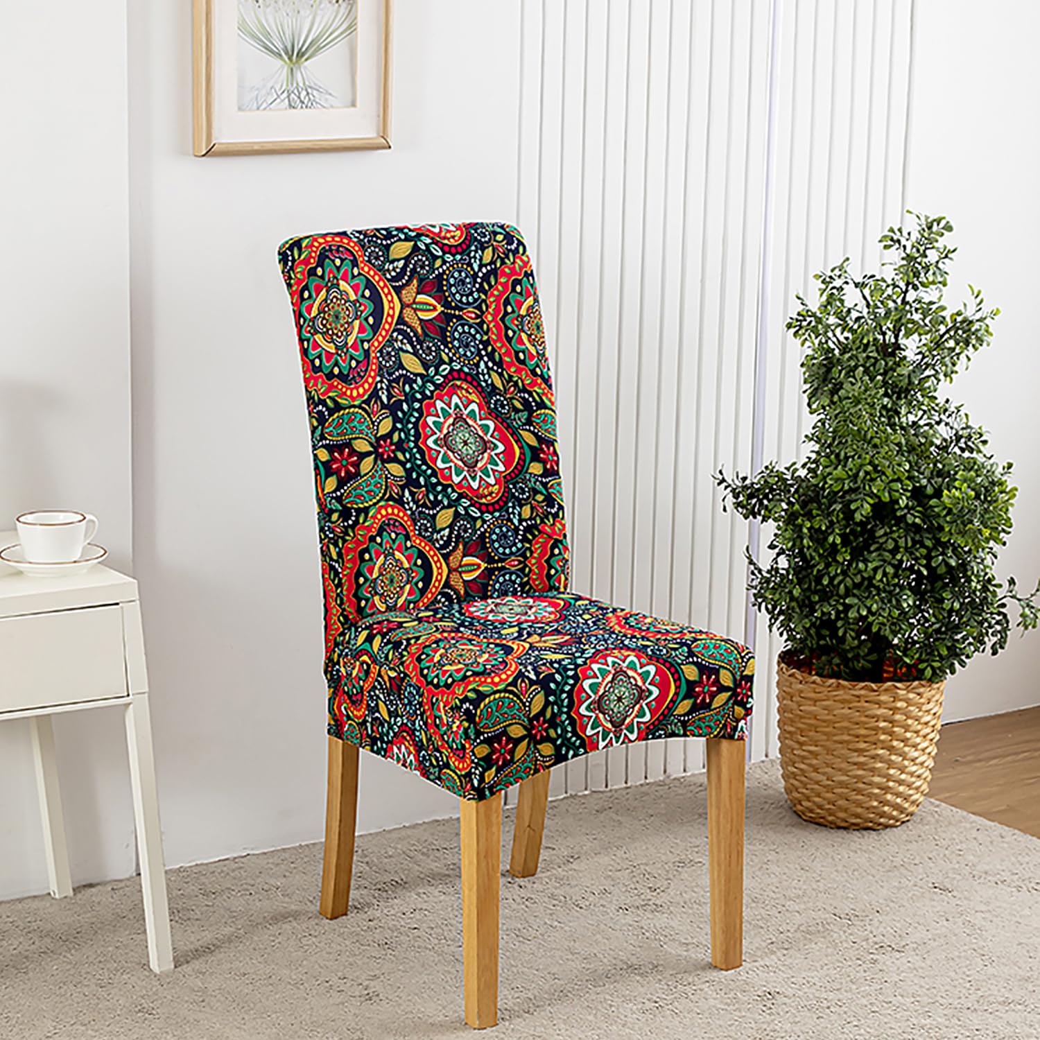 HZDHCLH Chair Covers Slipcovers 4/6 PCs Stretch Removable Washable Short Dining Chair Protector Cover Seat for Hotel,Dining Room,Ceremony (kaleidoscope,6 PCS) - Image 3