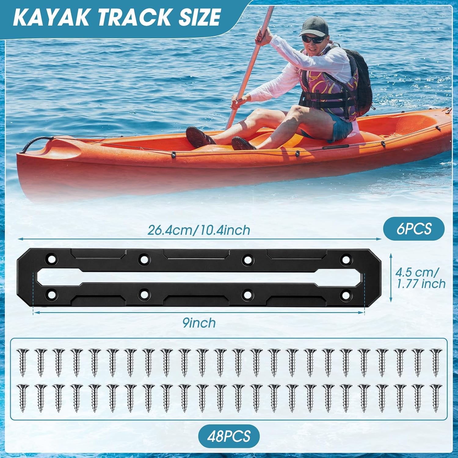 Kayak Track Low Profile Track Kayak Fishing Rail Mount Accessories for Fishing Rod Holder, Cup Holder, Anchor Cleats