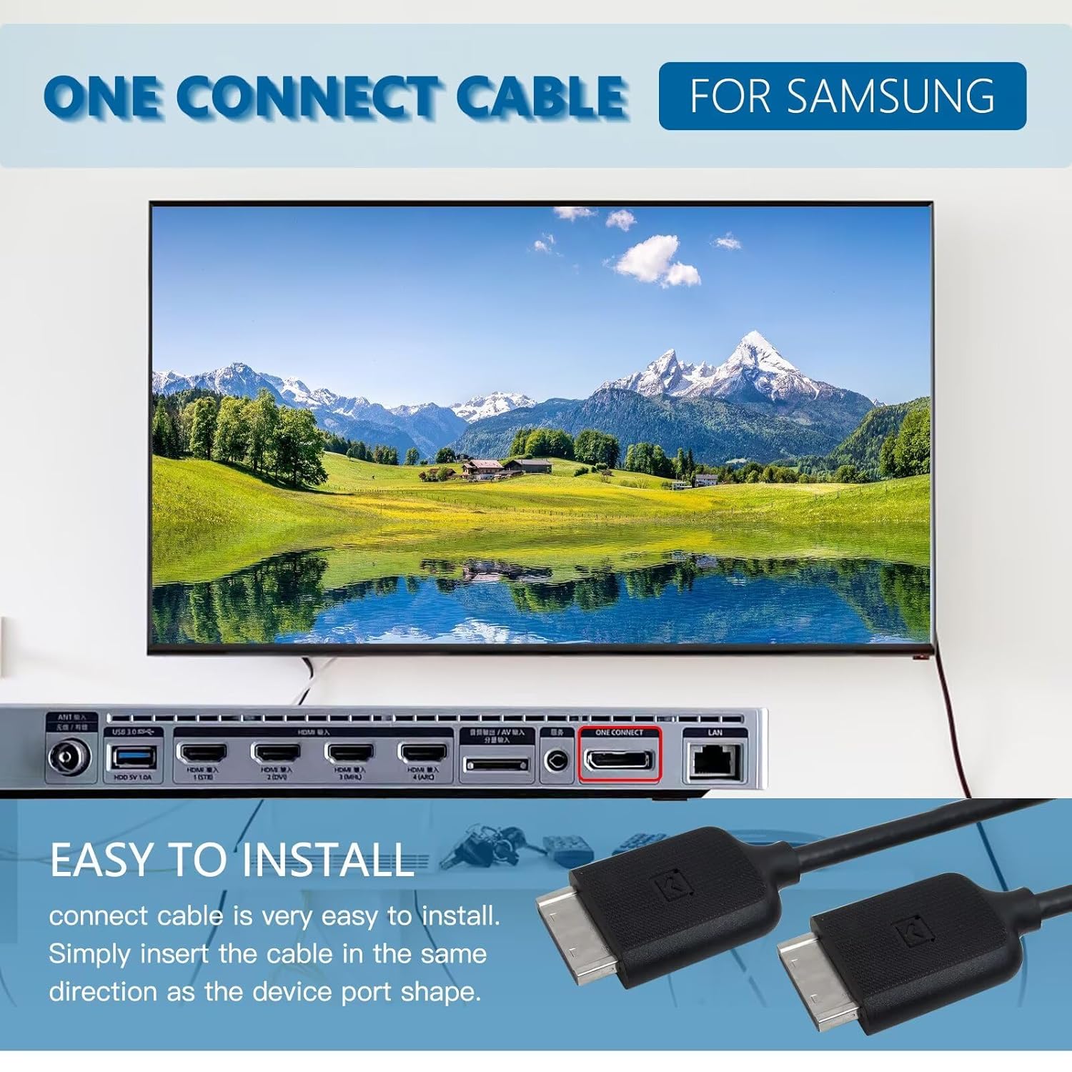 XSPANDER TV Connection Cable Replacement One Connect Cable Fit for Samsung TV & TV Box Models Replaces for BN39-02210A BN39-02210C,Black,2m(6.56ft) Long