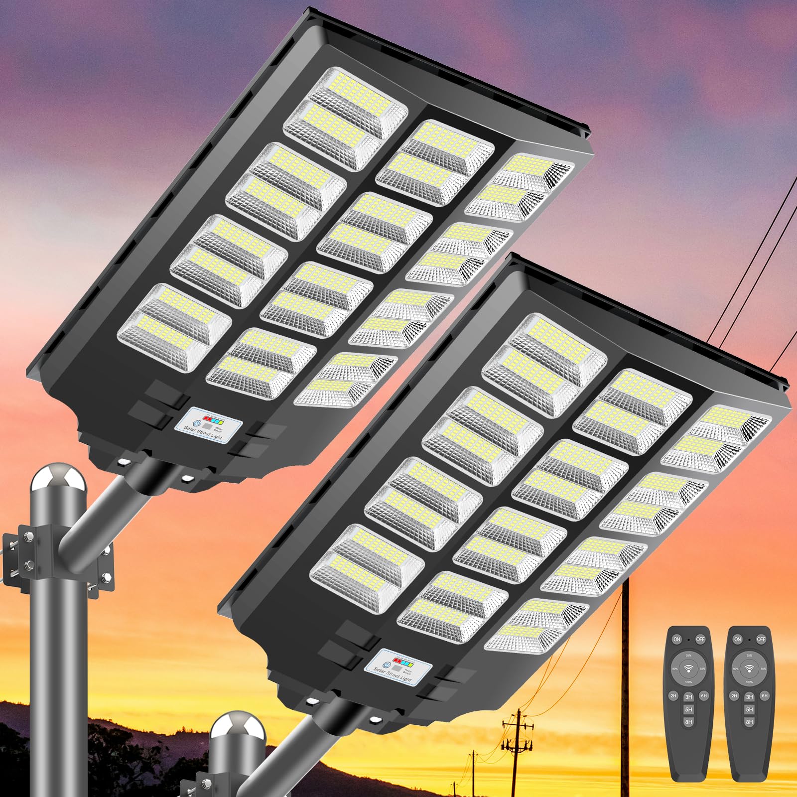 Deepn 2 Pack Solar Lights Outdoor Waterproof 3600W 300000 Lumens Dusk to Dawn LED Solar Flood Light Motion Sensor, Street Lights Solar Powered with Remote Control for Outside, Parking Lot, Backyard-image-23