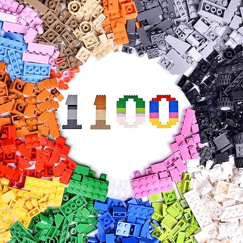 Bloques de construcción clásicos de 1100 piezas, juegos creativos de ladrillos de construcción a granel compatibles con juegos de placa base Legos,