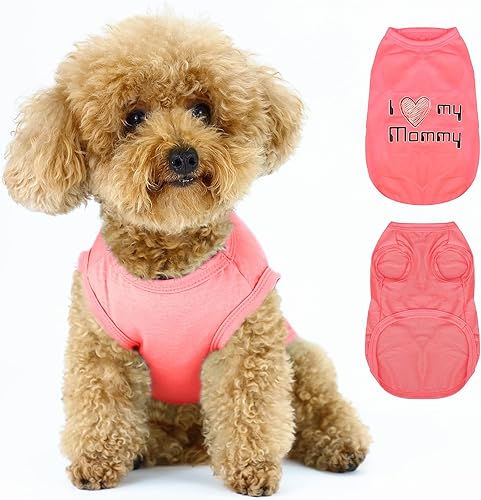 Chaleco expresivo para mascotas camisa sin mangas para perro con eslogan "I Love My Mommy", ideal para chihuahuas, caniches, yorkies y más - Diseño