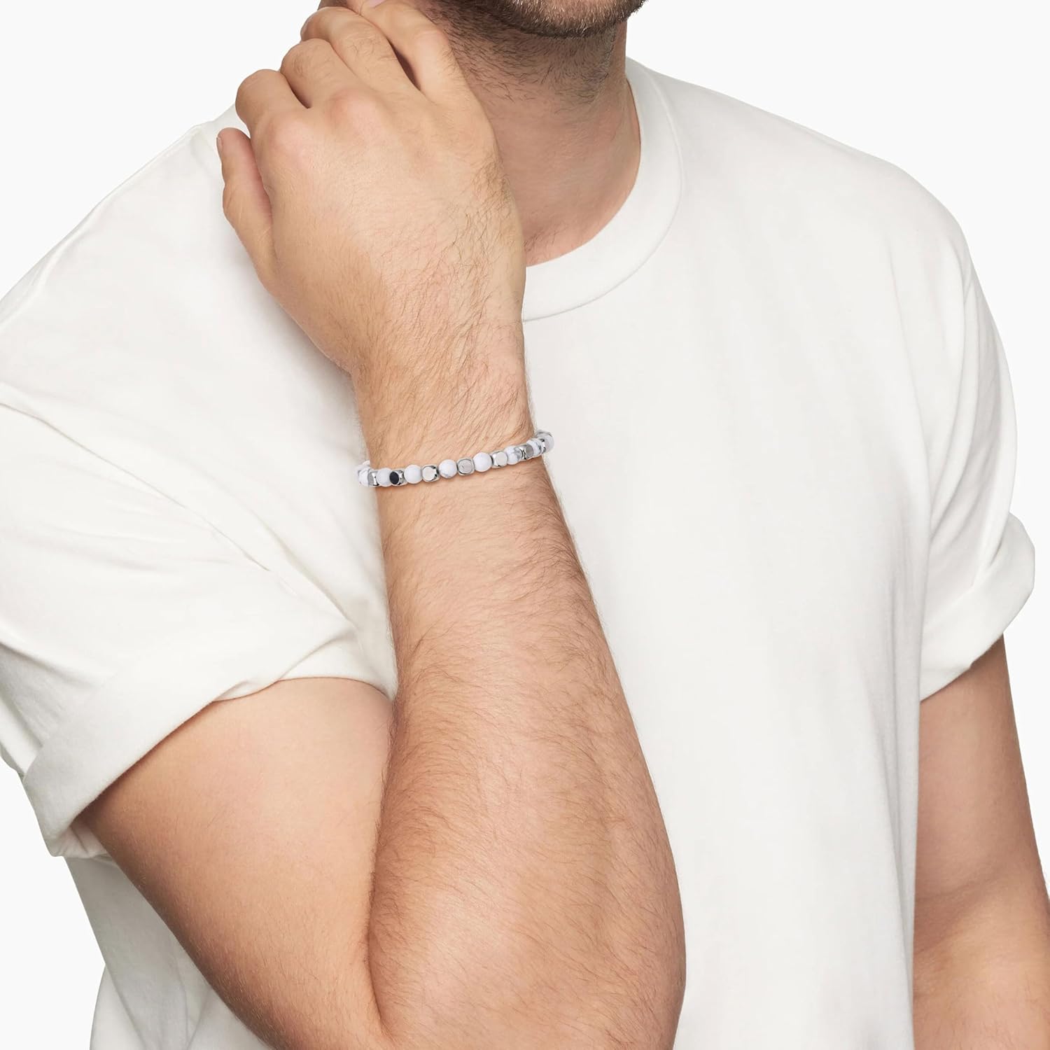 GAVU Men's Crystal Simple Beaded Bracelet for Men