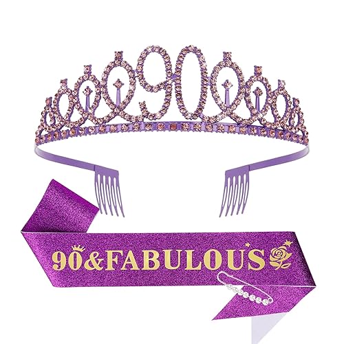 Miniatura 13 de Casoty Juego de diadema y tiara de 40 y fabuloso, oro rosa, para decoraciones de cumpleaños de 40 años, regalos para mujeres, decoraciones de fiesta