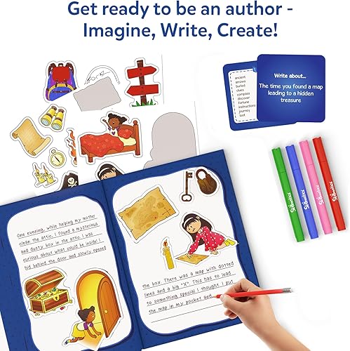 Miniatura 5 de Skillmatics Kit de arte de cuentos – Crea historias de aventura, kit de manualidades y escritura con más de 300 calcomanías, álbumes de recortes