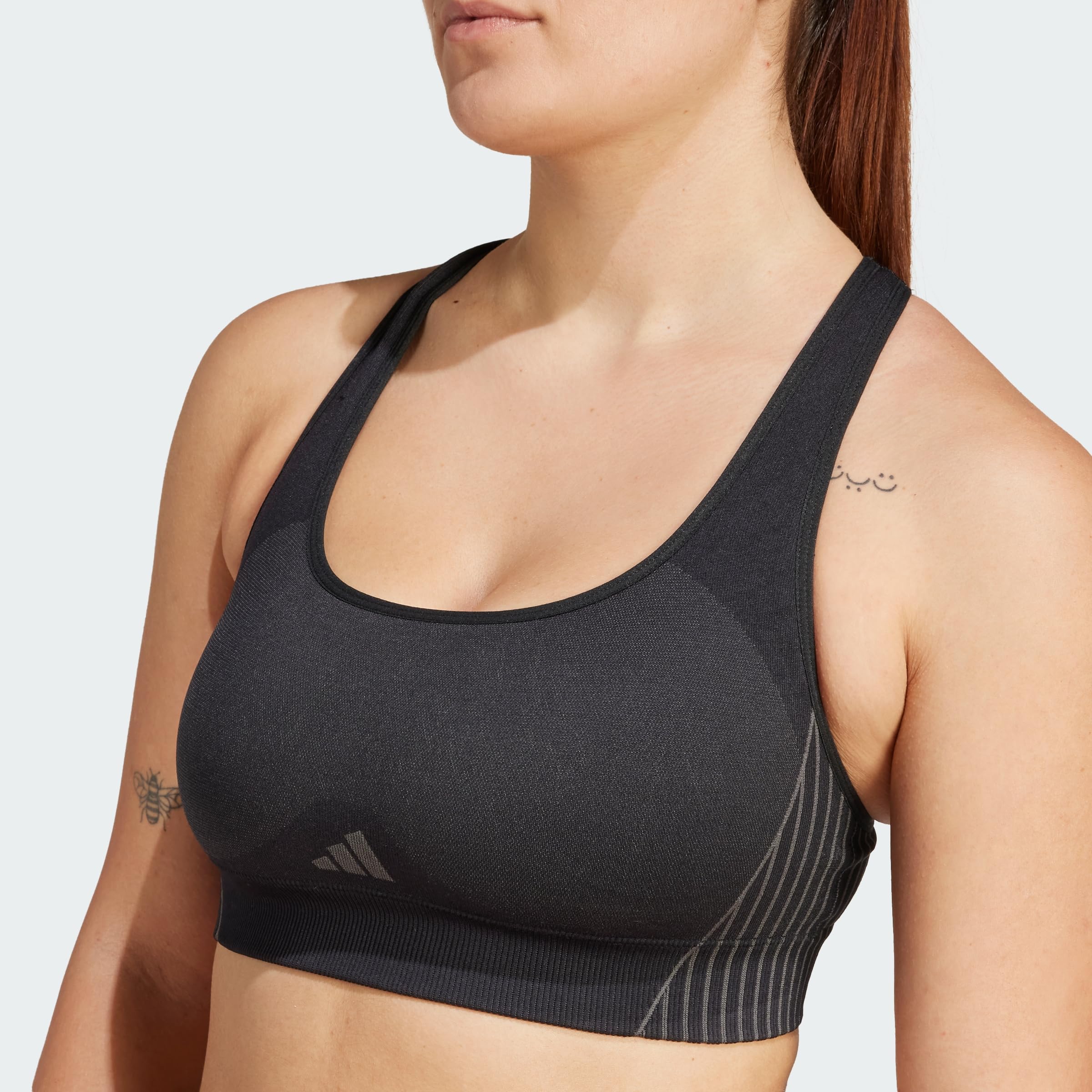 adidas Women's Brassière Aeroknit Maintien léger, Black/Grey Six, XS