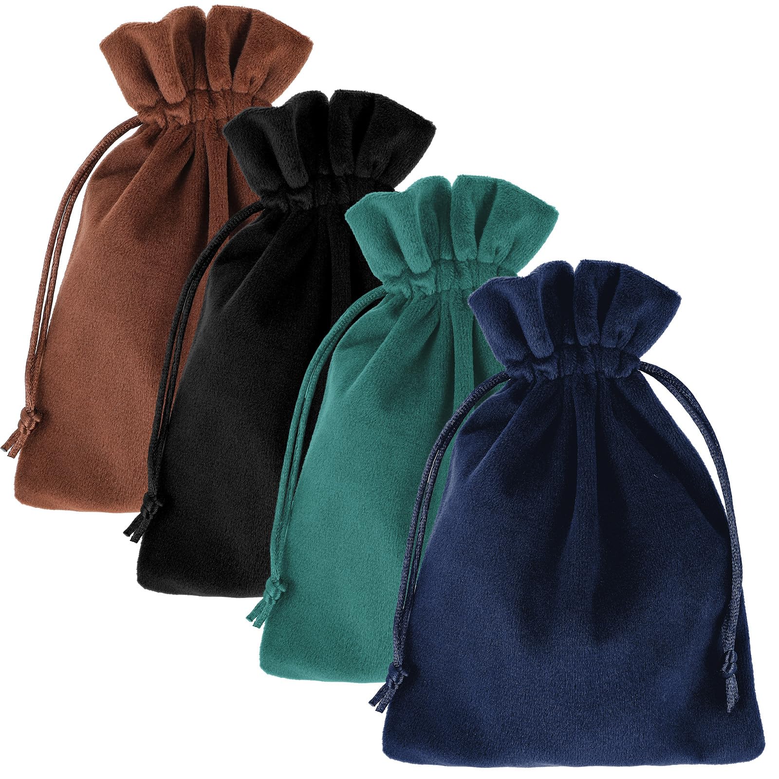 4pcs Soft Velvet Bags with Drawstrings,7.08 X 5.11inch Velvet Gift Bags Dice Bag Small Drawstring Pouch for Tarot Rune Jewelry Crystal(4 Colors)