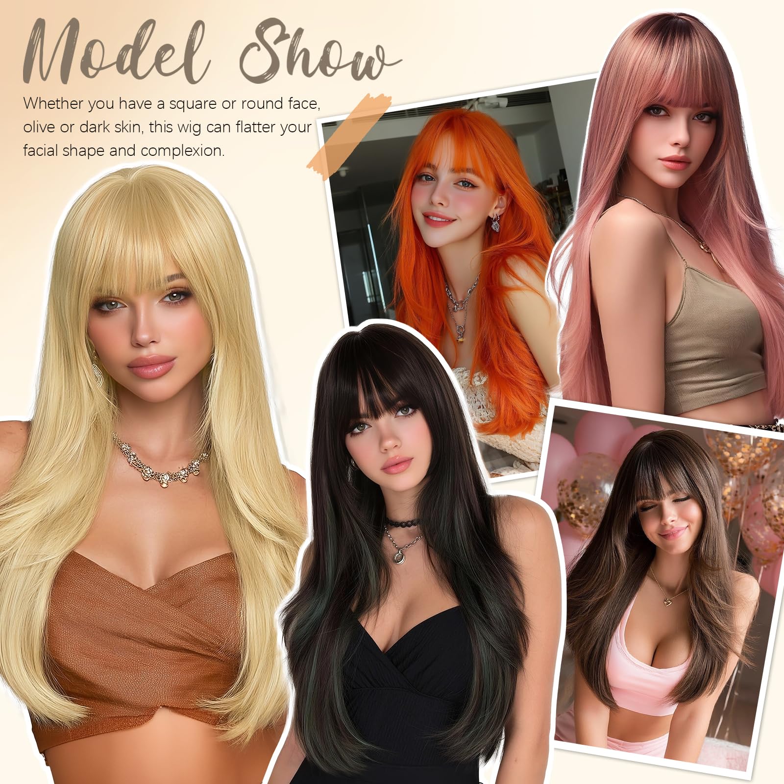 Sofeiyan Peluca Recta Largo de 65 cm,Peluca Sintética Naranja Calabaza en Capas,Peluca para Mujer Preestilizada,Adecuada Para Citas Vacaciones Fiestas Cosplay