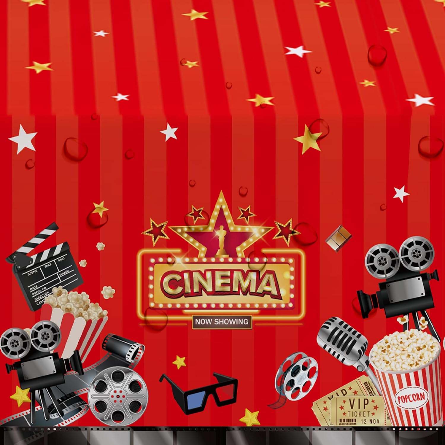 Movie Night Party Tablecloths Supplies, Disposable Movie Party Decorations Table Cover, Red Carpet Awards Ceremony Theme Birthday Table Cloths, 3 Pack, 54in x 108in