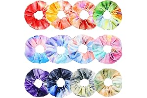 IVARYSS 12 Pcs Tie Dye Scrunchies for Girls