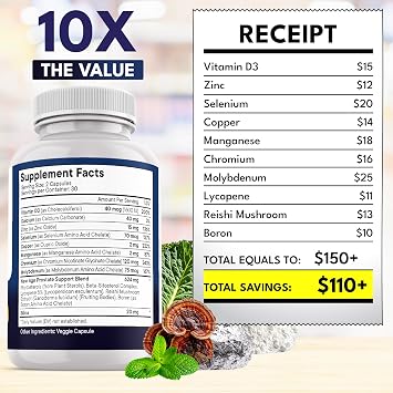 NEW AGE Prostate Advanced Prostate Supplement for Men Reduce Bathroom Trips, Promote Sleep, Support Health & Bladder Emptying - Made with Lycopene, Beta Sitosterol - 120 Count