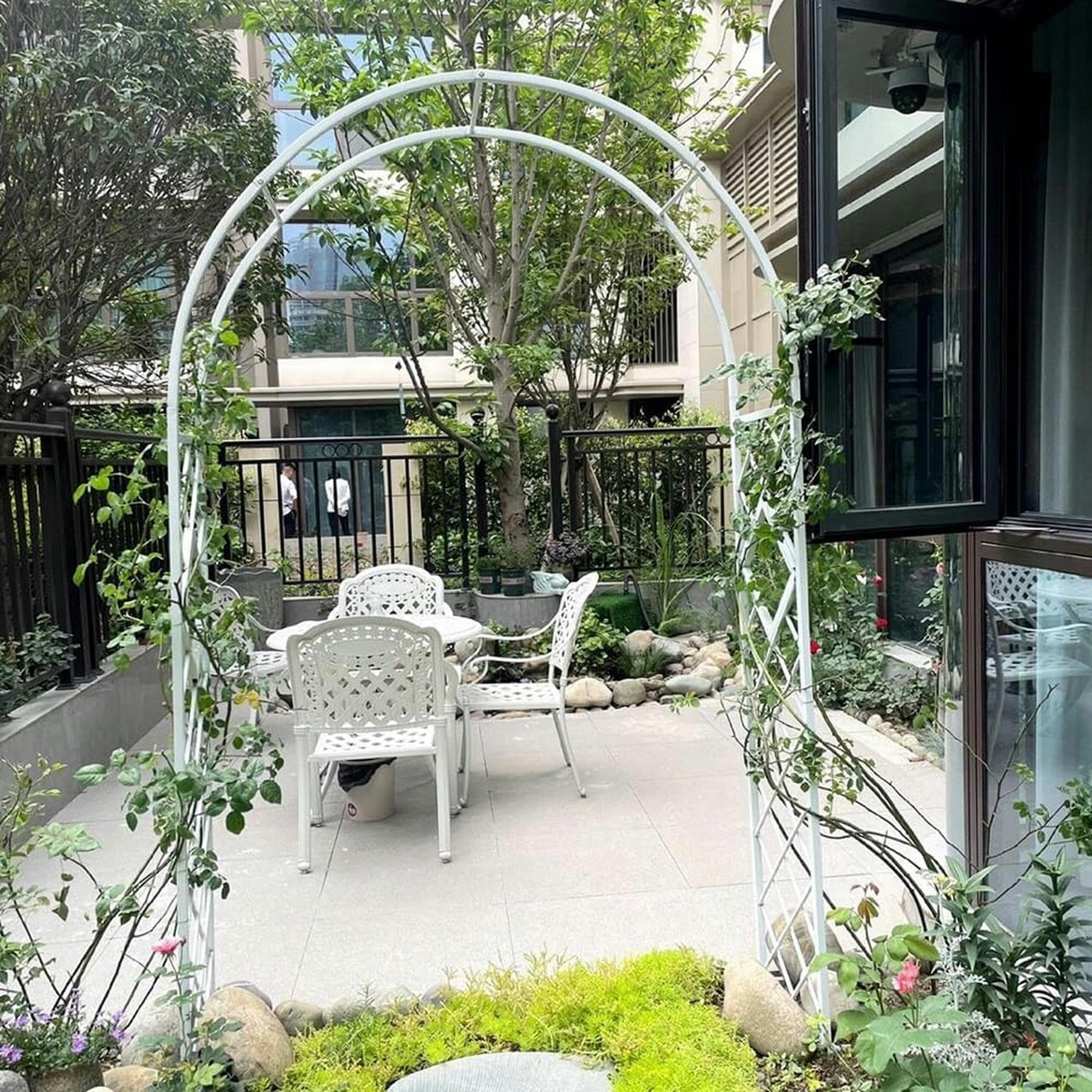 Arche de jardin, arche pour roses, grimpante, 140 x 230 cm, 200 x 230 cm, 280 x 230 cm, 340 x 230 cm, blanc pour cour et jardin (taille : L 200 x H 230 x 40 cm)