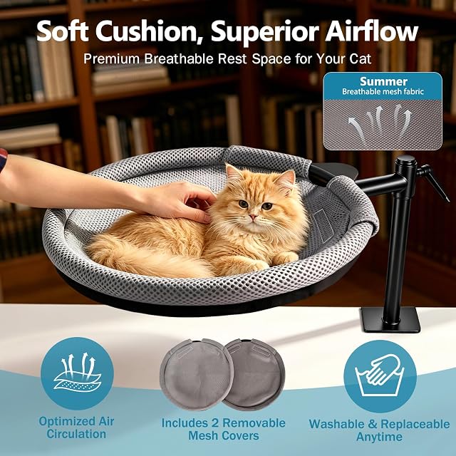 Foto 4 de 7 de EXSLUNG Cama Gato Escritorio Giratoria en 360° Regulable en Altura