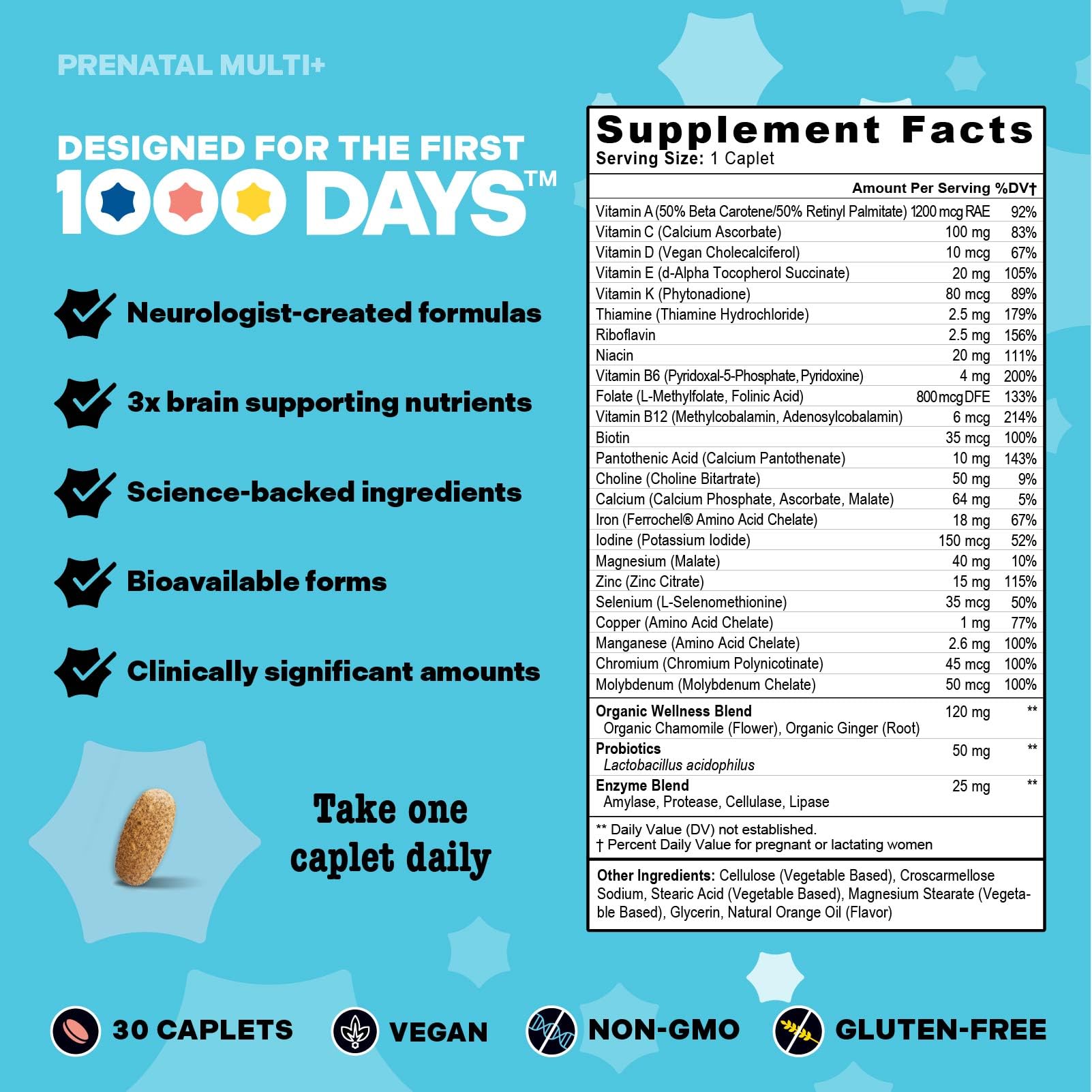 Mama Bird - Prenatal Multi+ (30 Servings) Prenatal Vitamins for Women - 30+ Essential Nutrients, Baby Brain Health - Methylfolate & Probiotics, Methylated Multivitamin - Vegan, Gluten Free, Non GMO — Amazon image 4