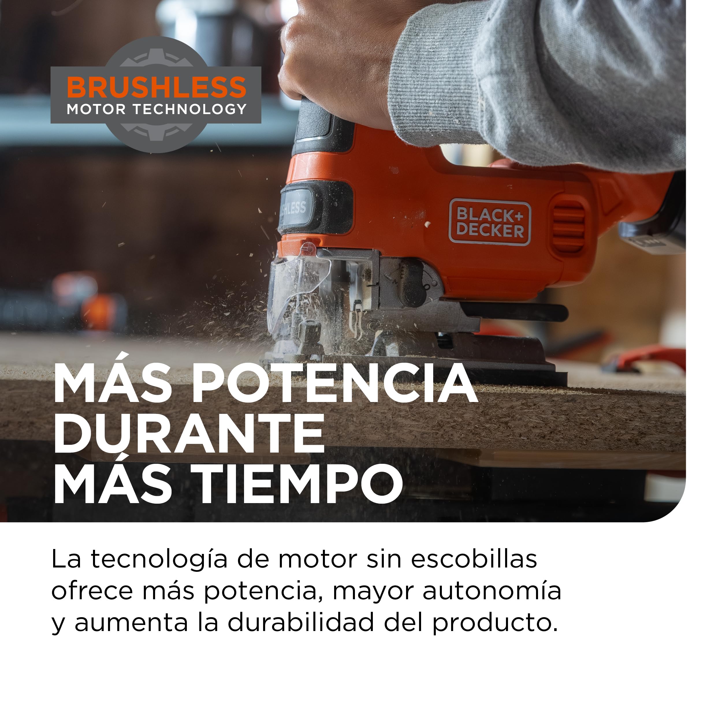 BLACK+DECKER Sierra de calar INALÁMBRICA sinescobillas, unidad básica, herramienta de sierra decalar de 18V solamente, con 6 hojas, batería noincluida, BLCJS78NZ-XJ