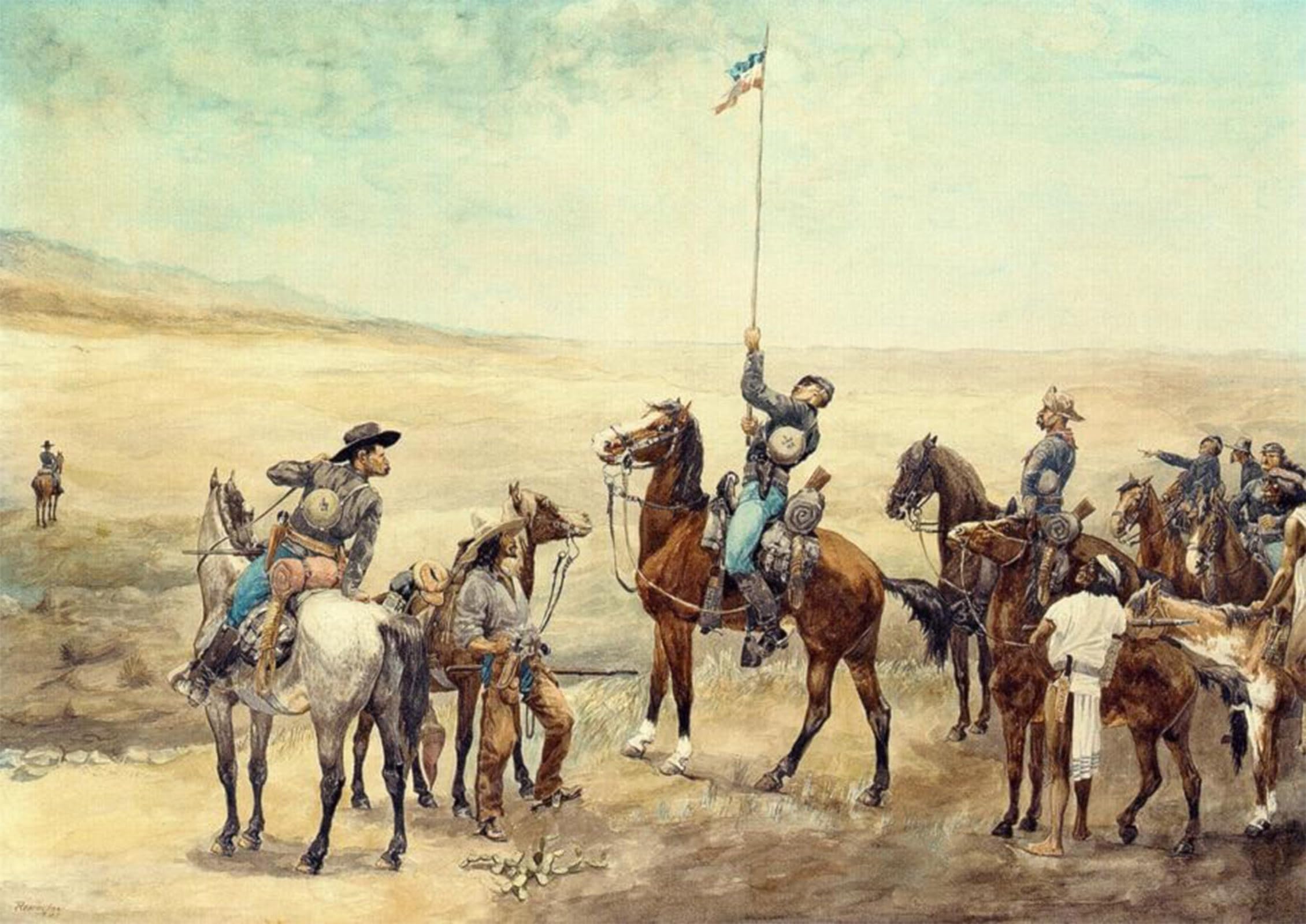 ARTXLXXBN Famous Painting Art Wall Decor Abstract Art Picture Signaling the Main Command by Frederic Remington Animal Pictures for Home Decor 60x90cm