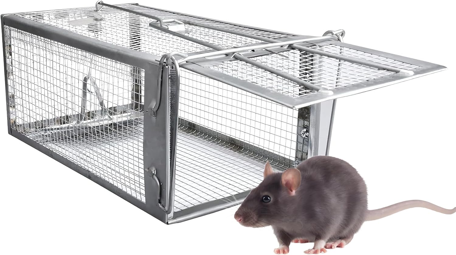 Humane Rat Traps, No Kill Small Animal Cage Trap, Live Mouse Trap Cage Catch and Release, Trampa para Ratones, Chipmunk Rodent Trap that Work for Indoor and Outdoor - 12.3" L x 6.5" W x 5.3" H