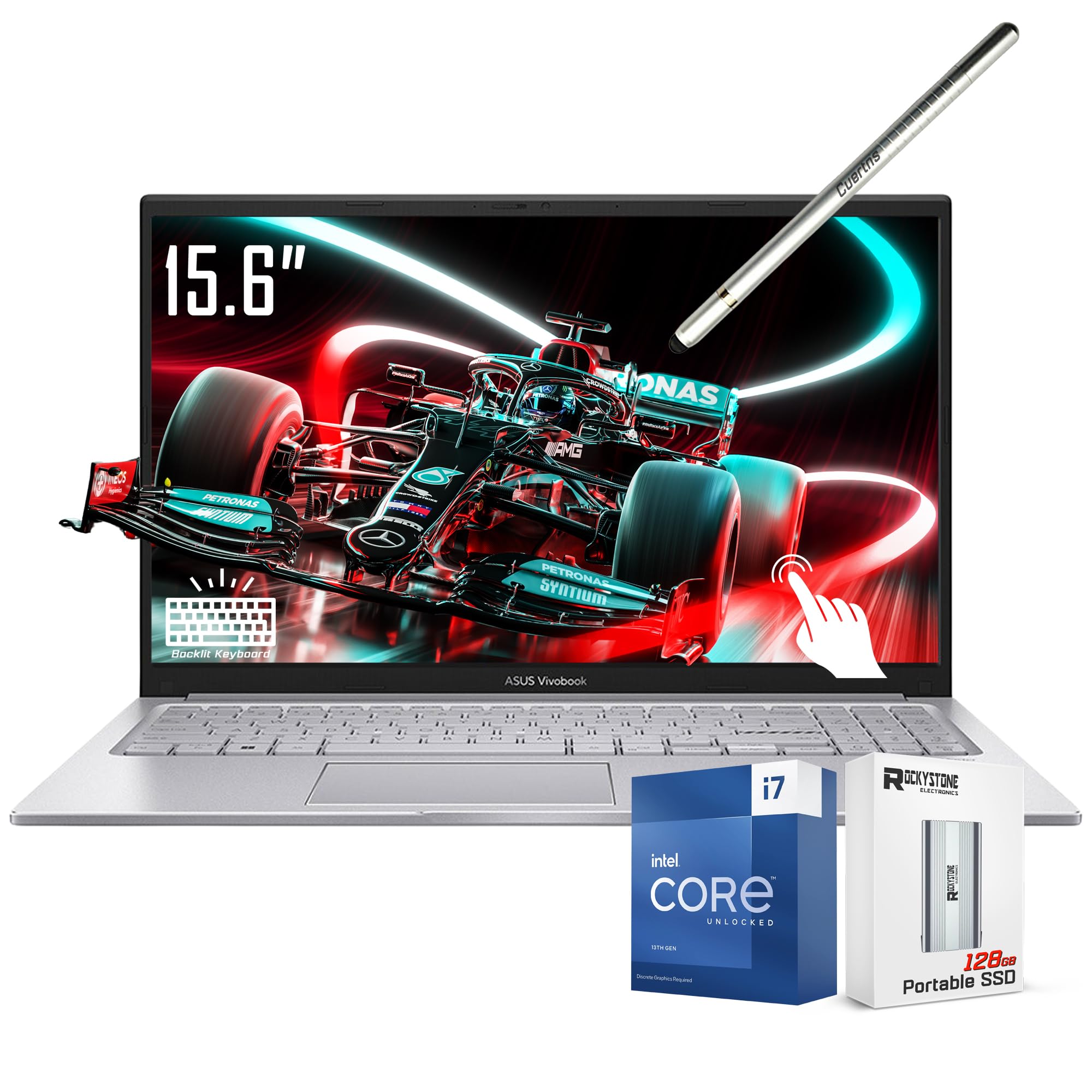 ASUS Vivobook 15 Business Laptop, 15.6" FHD Touchscreen Display, Intel 10-Core i7-1355U(5GHz), Backlit Keyboard, Wi-Fi 6E, SonicMaster, Numeric Keypad