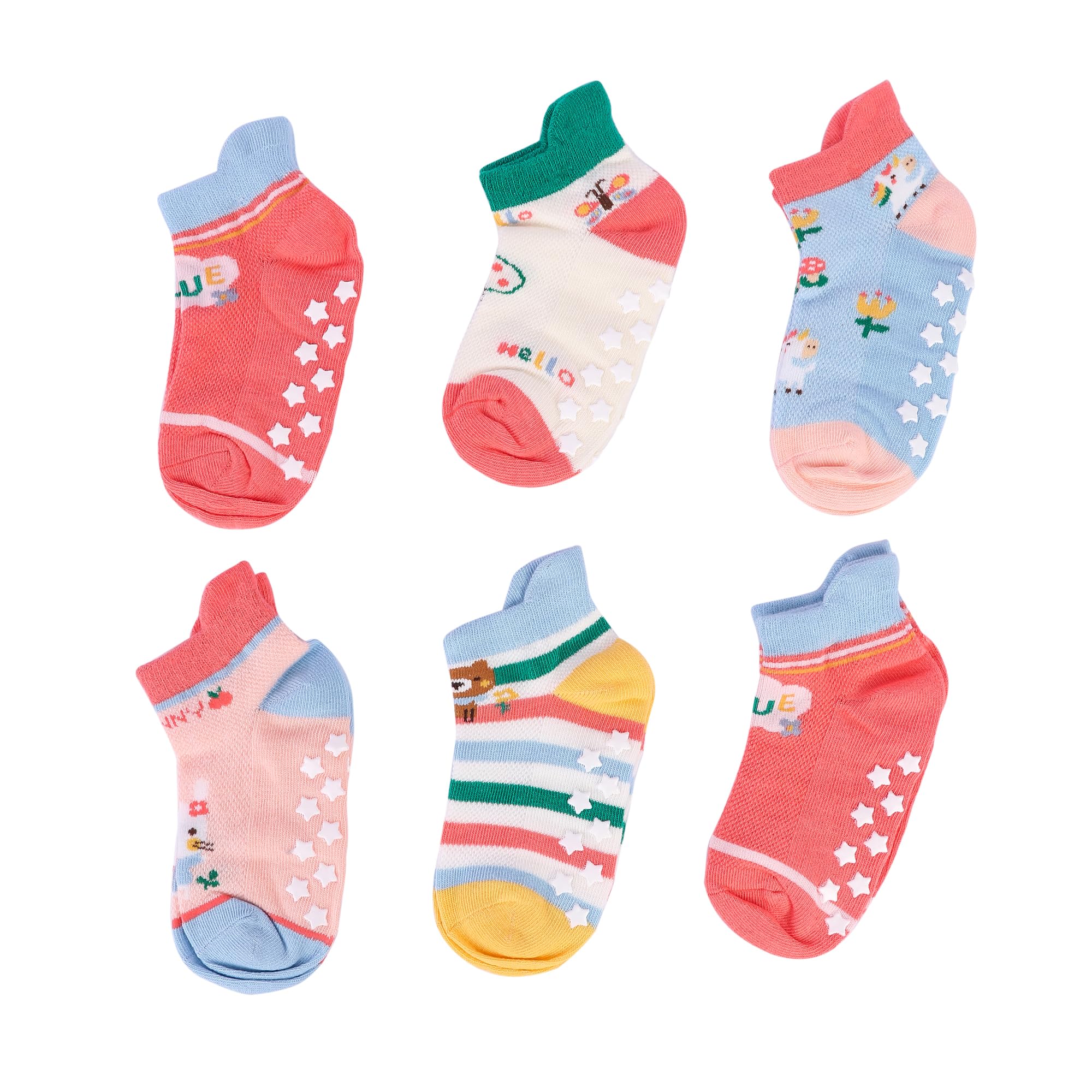 Girls ClubsCotton Anti Slip Grip Socks for Kids Boys & Girls (Assorted Random Designs)