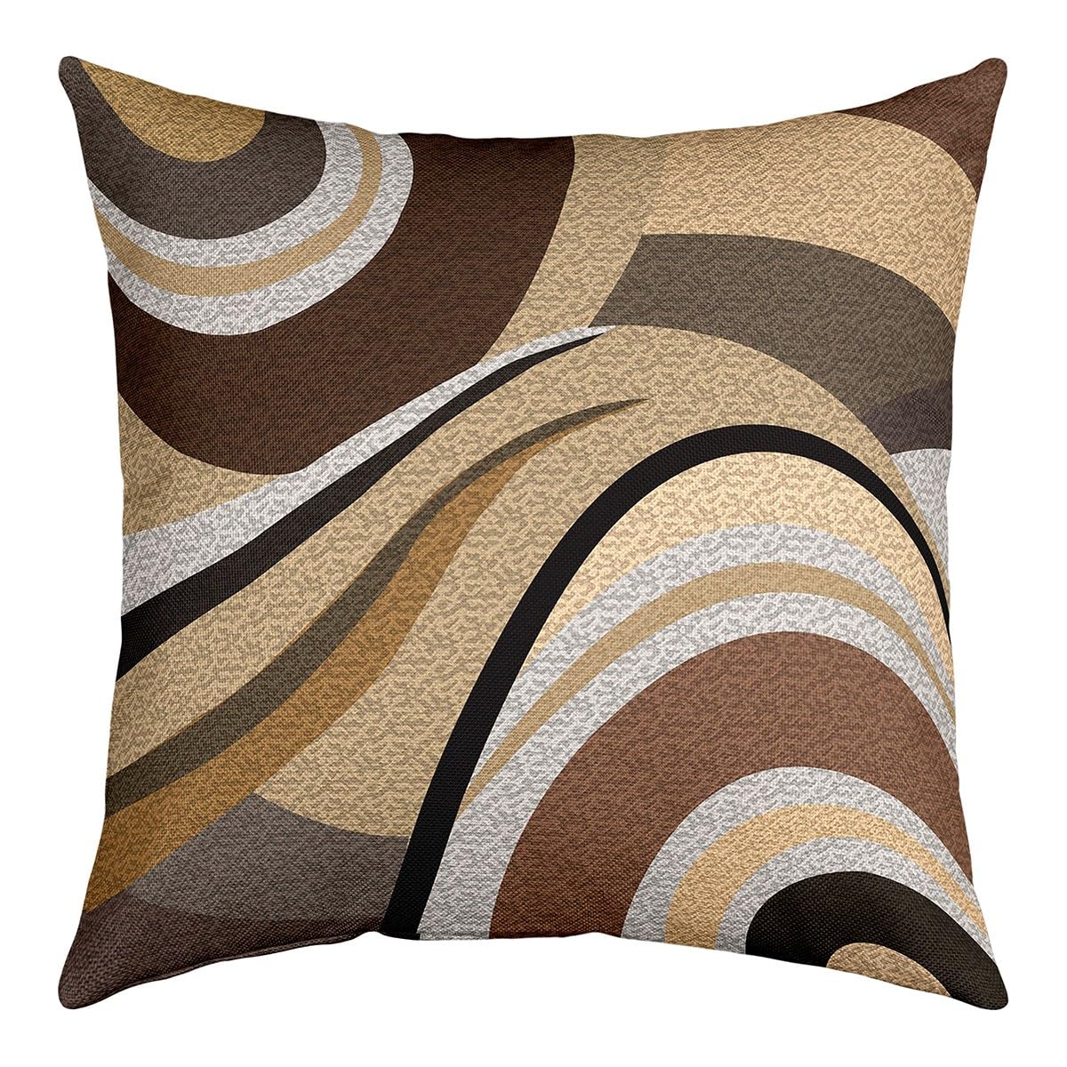 Feelyou Pack of 4 Geometric Decor Outdoor Throw Pillow Covers, Soft Stripe Line Brown Grey Square Cushion Case Set for Couch Sofa Living Room, Modern