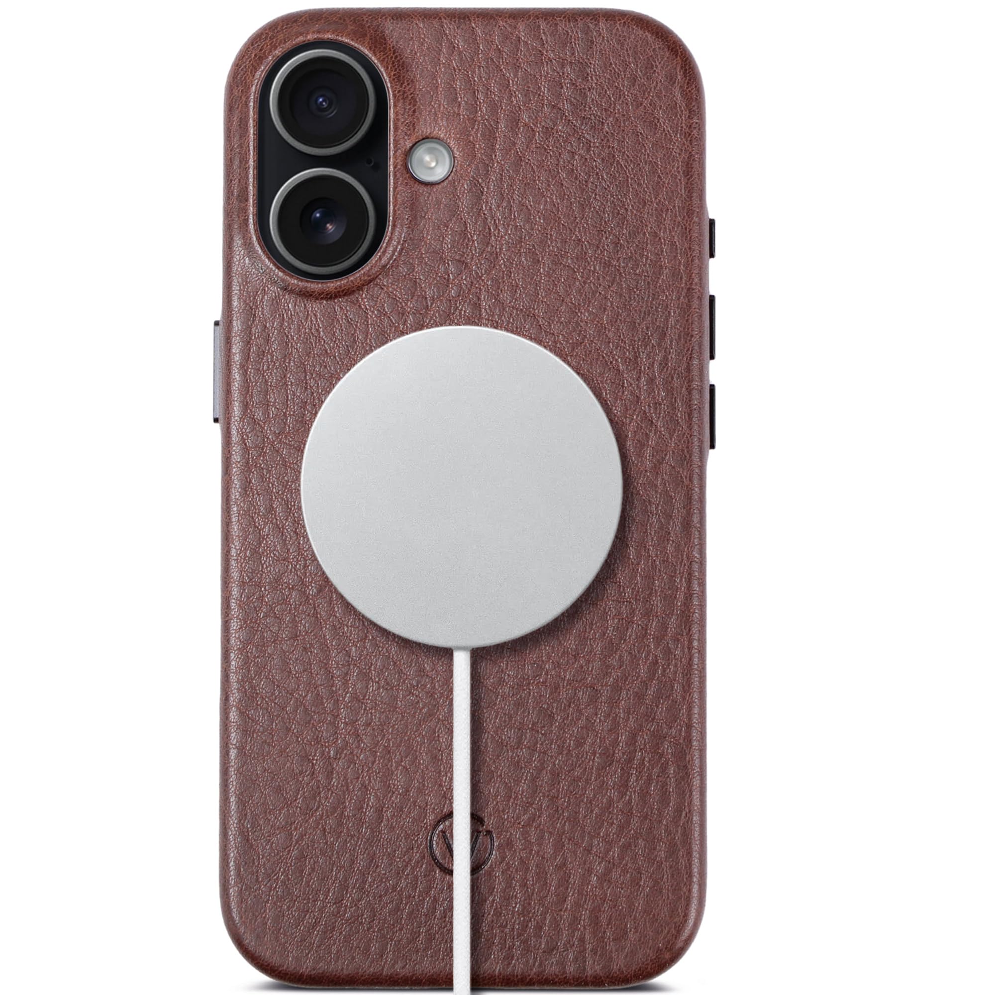 Lederhülle für iPhone 17 – Handmade Premium Case aus pflanzlich gegerbtem Echtleder, extra dünn, 360° Schutz, magnetisches Laden (Qi), (Chocolate, iPhone 17)