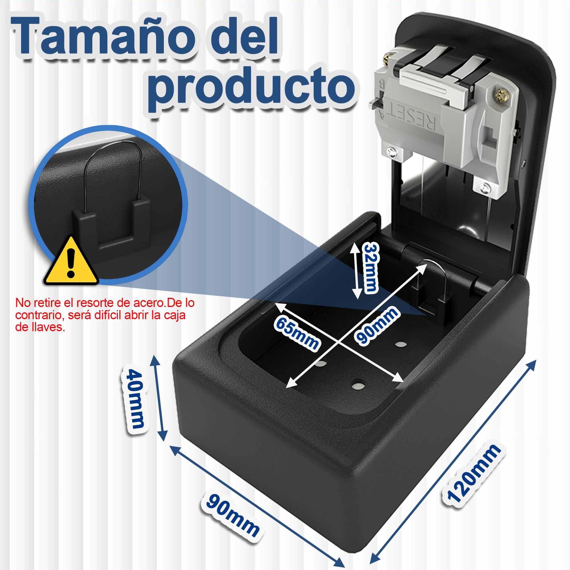 Caja de Seguridad para Llaves, Impermeable Cajetin Llaves con Codigo, Caja de Cerradura Pared, para Home Office Garage School, Exterior