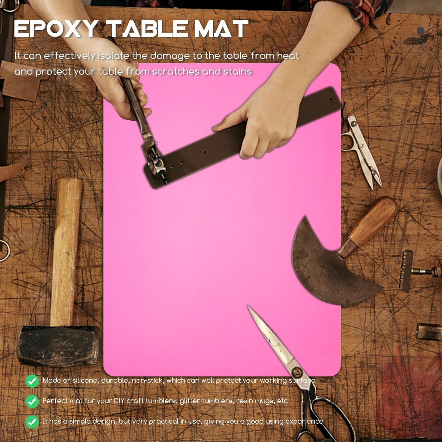 2pcs Silicone Epoxy Mat for DIY Resin Crafts, Blue Pink
