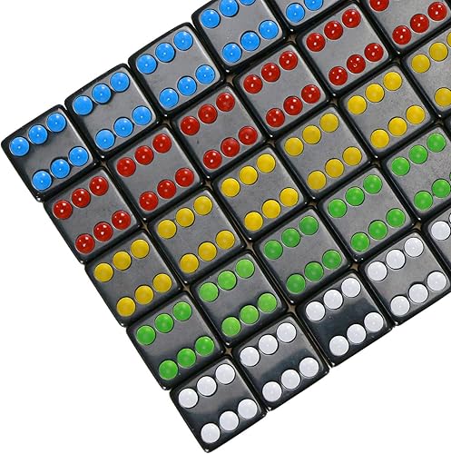 Miniatura 7 de YOUSHARES Juego de 50 dados multicolores colores surtidos con 10 unidades cada uno, dados estándar D6 de 0.63 pulgadas con bolsa de transporte