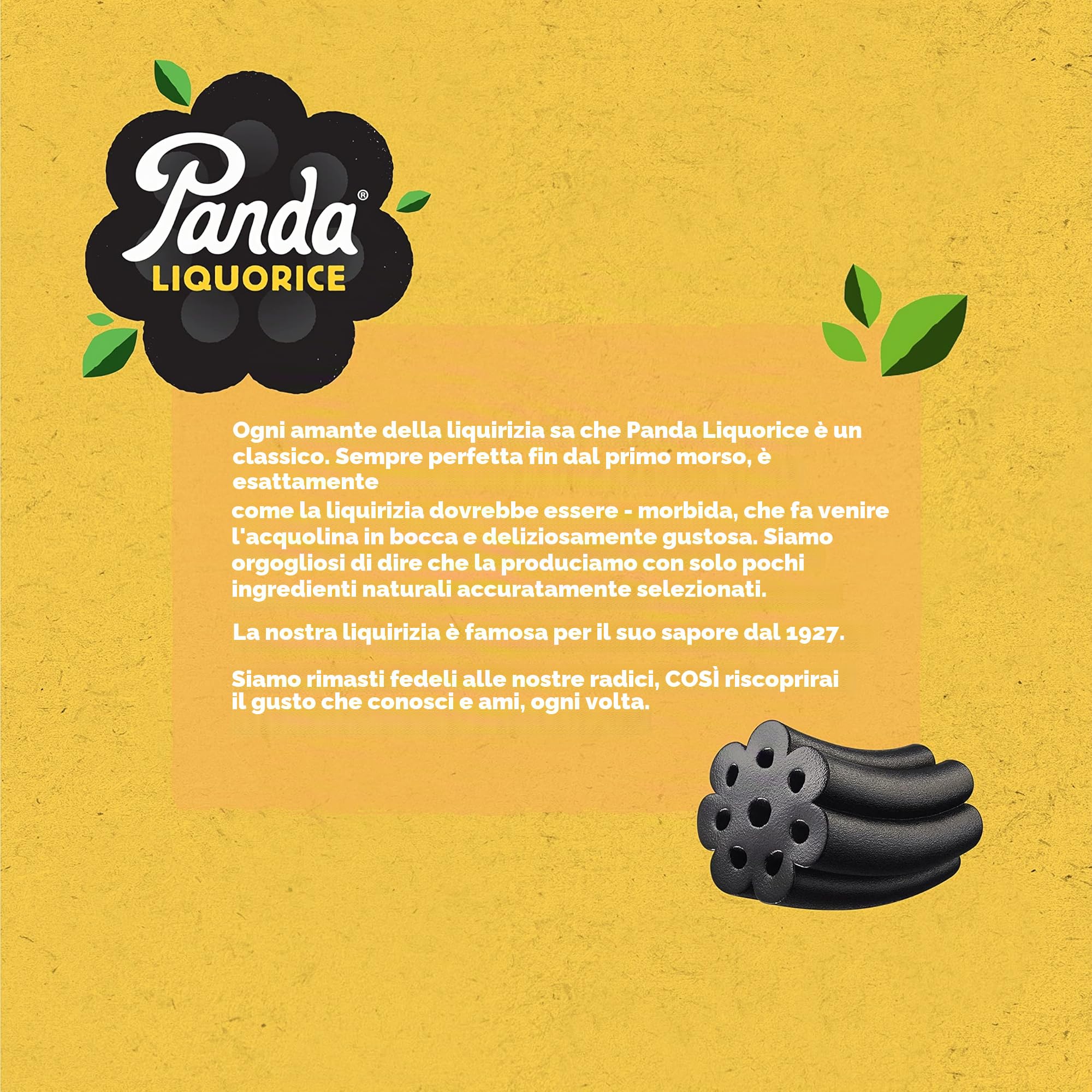 Panda ® | Barrette naturali morbide originali alla liquirizia | Pure Panda Liquirizia Dolce realizzato con soli quattro ingredienti naturali | Vegano, senza grassi e senza artificiali | Confezione da
