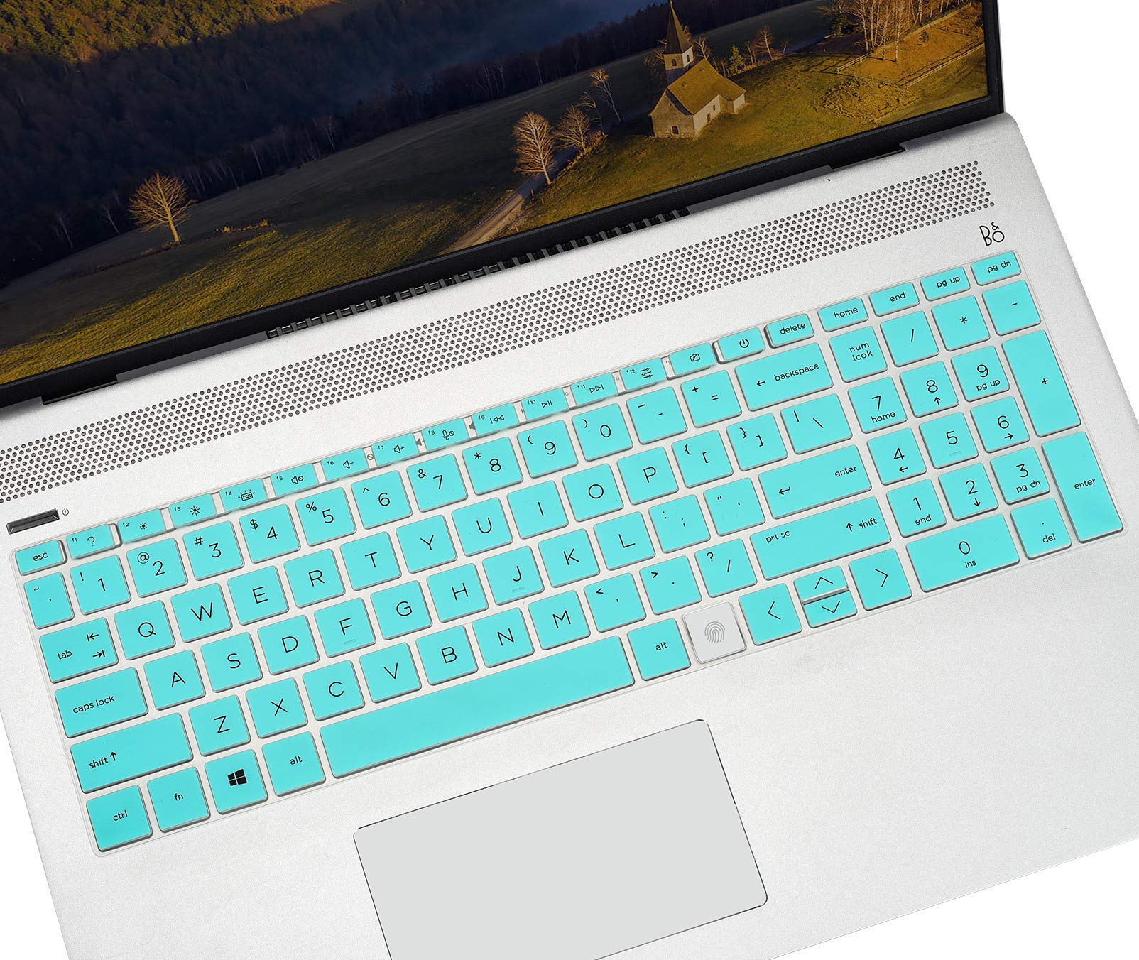Keyboard Cover Skin for 2020 Newest HP Envy 17t 17-cg 17.3 inch with Fingerprint Reader 17m-cg0013dx, 17t-cg000, 17t-cg100, 17-cg0019nr, HP Envy 17t 2020 10th Gen Keyboard Protector Skin- Mint Green