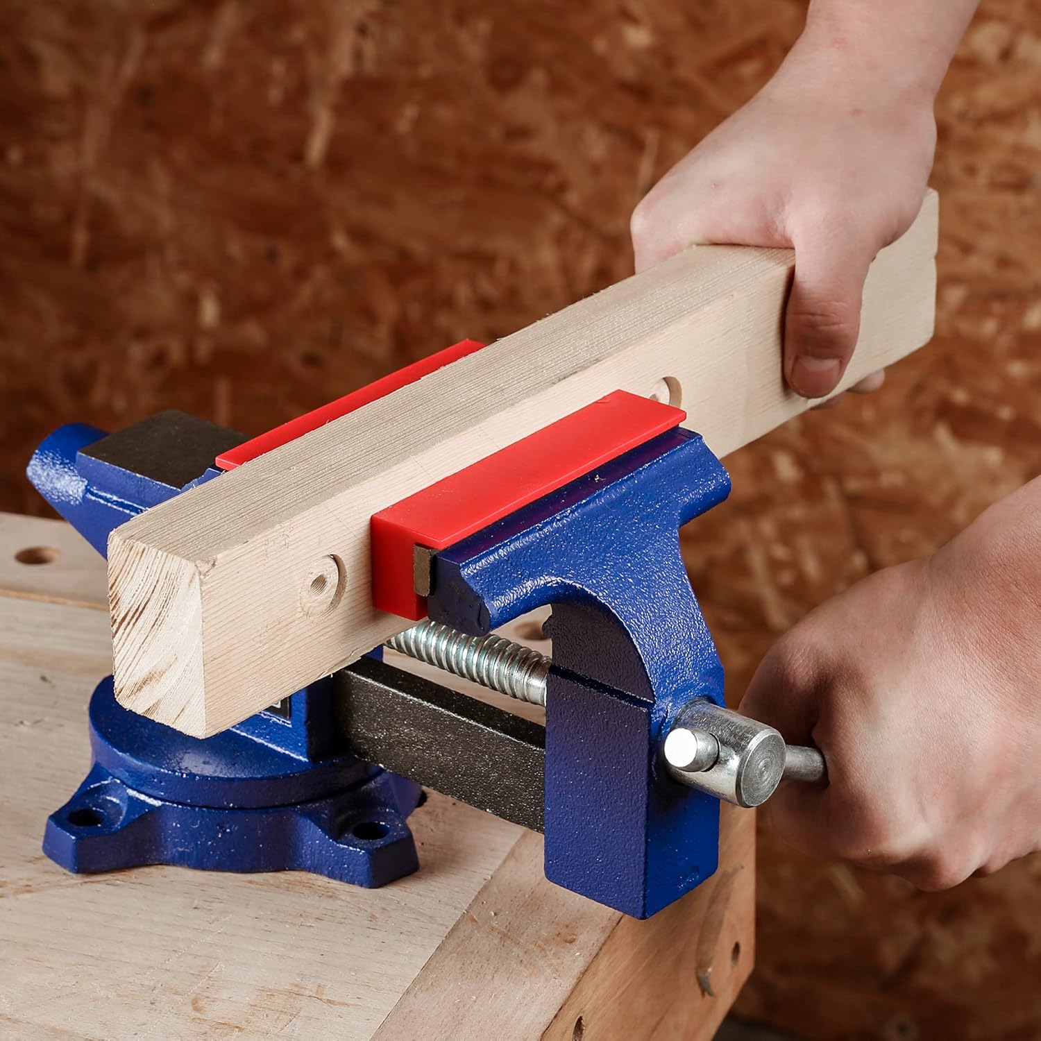 WORKPRO 2-Pair 4-1/2" Vise Jaw Pads and 4-1/2" Bench Vise for Workbench