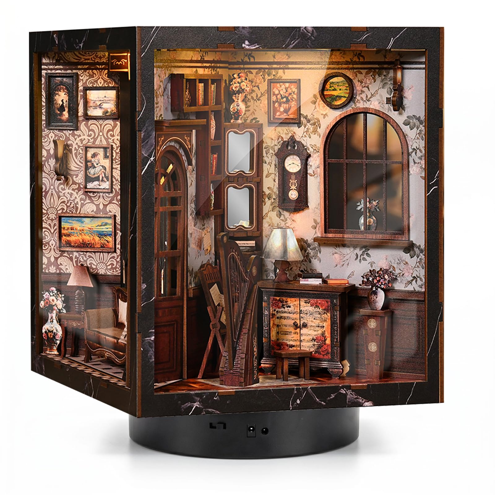 BATTREVO DIY book nook kit-Strumenti classici-mit LED Licht，diy set erwachsene，nook book，3D Holzbausatz für Bücherregal Deko