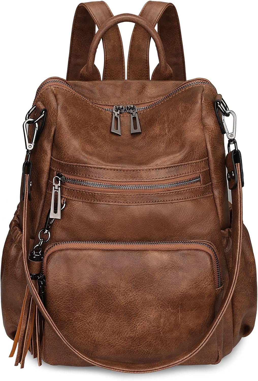 Uromee Travel Backpack Purse for Women Vegan Leather Ladies Fashion Tassel Shoulder Bag Convertible - Image 2