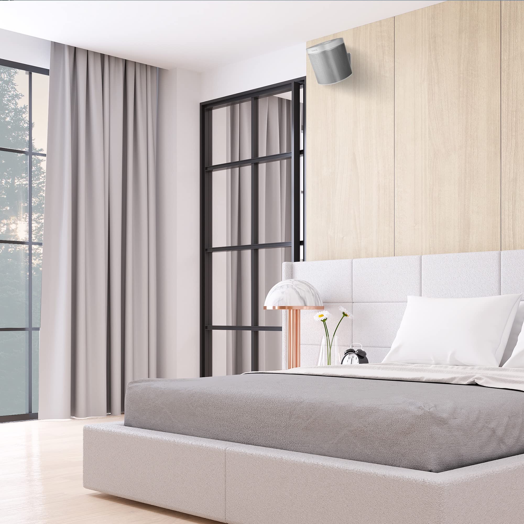 Play 1 Paire de Supports muraux Blanc compatibles avec Sonos Play:1 Uniquement, Lot de 2, mécanisme de pivotement et d'inclinaison réglable, 2 Supports de Montage Comprenant Toutes Les Fixations