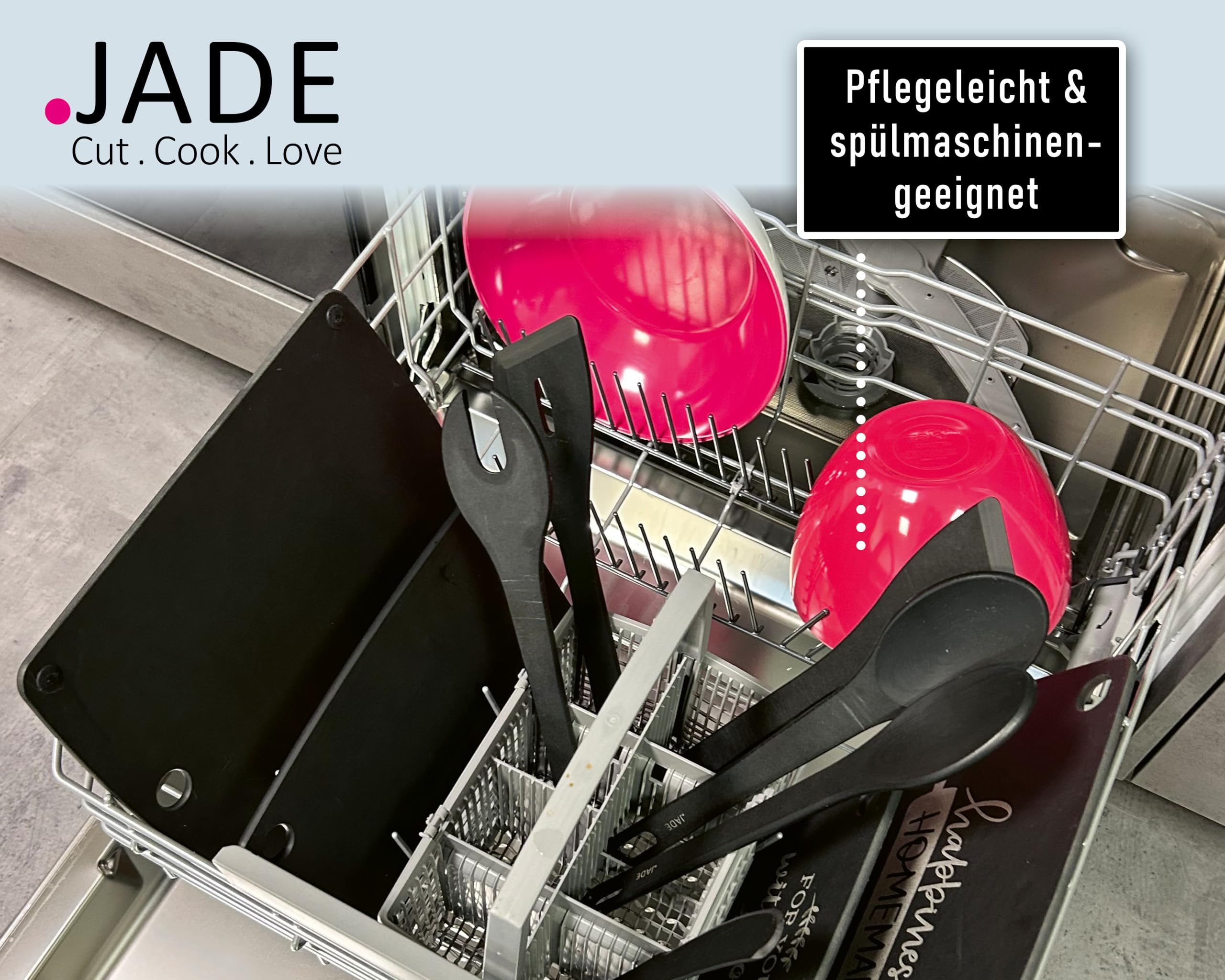 JADE Schneidebrett Gourmet Gripper (44 x 32,5 cm) mit Saftrille & rutschfesten Füßen - aus Zellulose-Laminat, schwarz - messerschonend, spülmaschinenfest, hygienisch, hitzebeständig