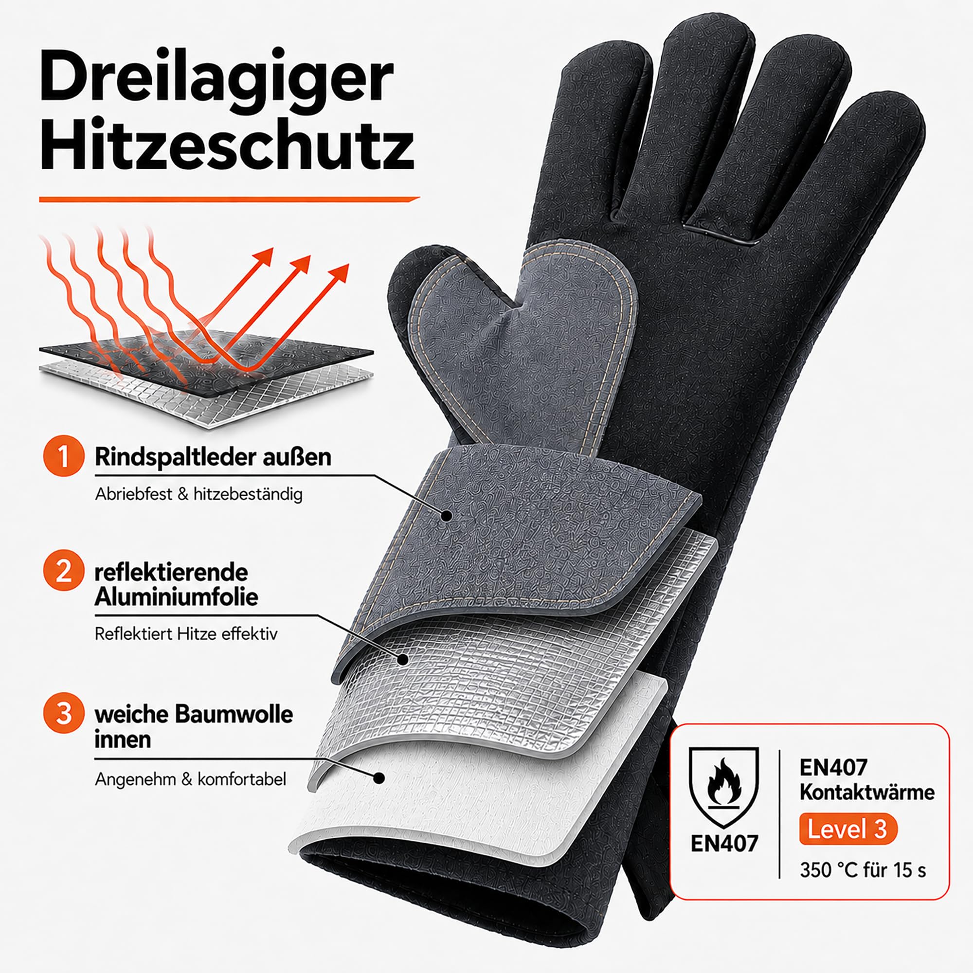 kontaktwärme handschuhe OZERO Grillhandschuhe Leder Hitzebeständig 350 °C EN407, 35,5 cm Stulpe Größe:52cm Glanz Sarto Gravel TA Review! vorteile:beidhaendig|rollrand|lebensmittel|preis|medizin|puderfrei|grip|reissfest|elastisch|allergiefrei|oelresistent