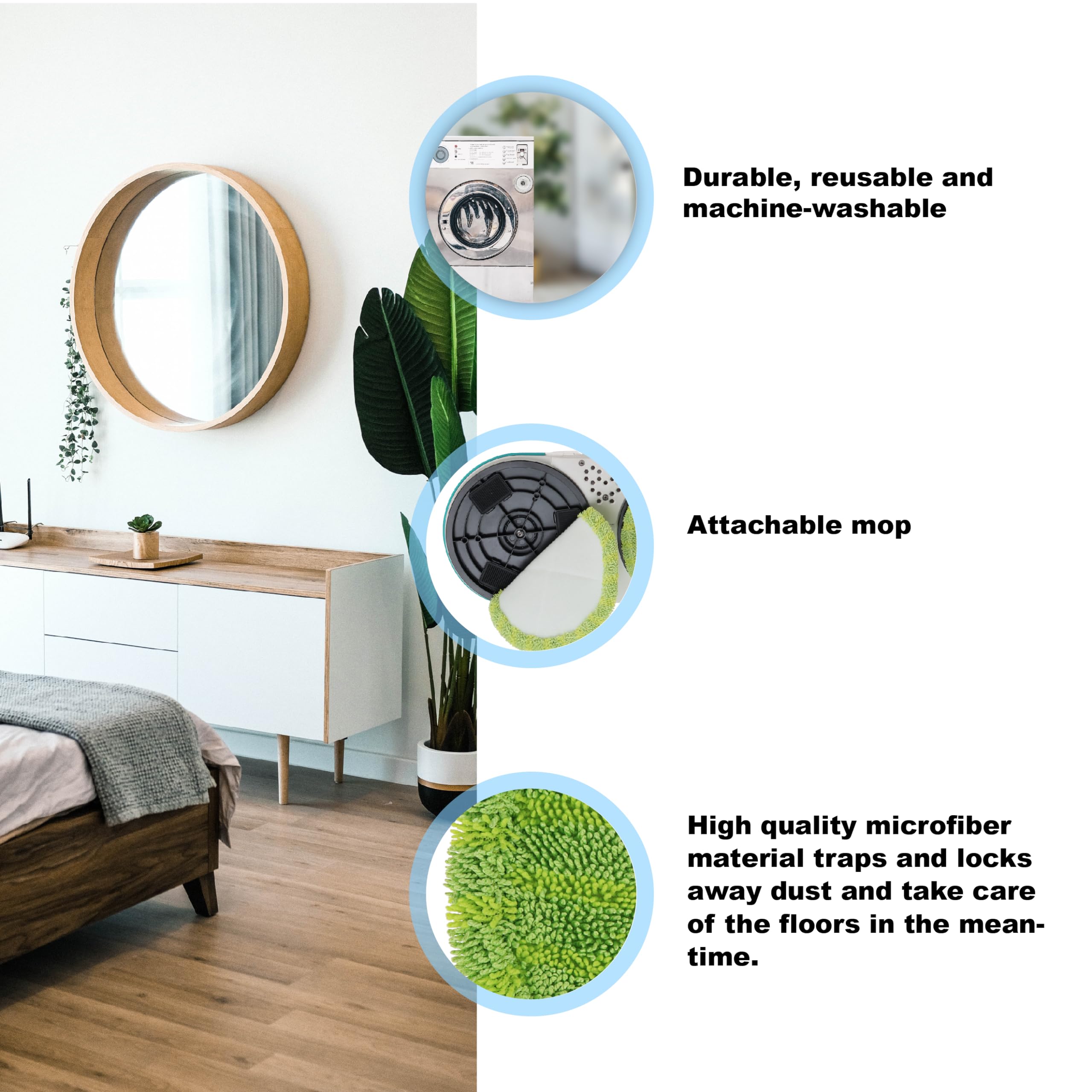 Teste Per Mocio In Microfibra, Teste Per Mocio, Teste Di Ricambio Per Mop Rotazione 360 Per Scope Rotanti A 360 Diametro 16 Cm 31175834