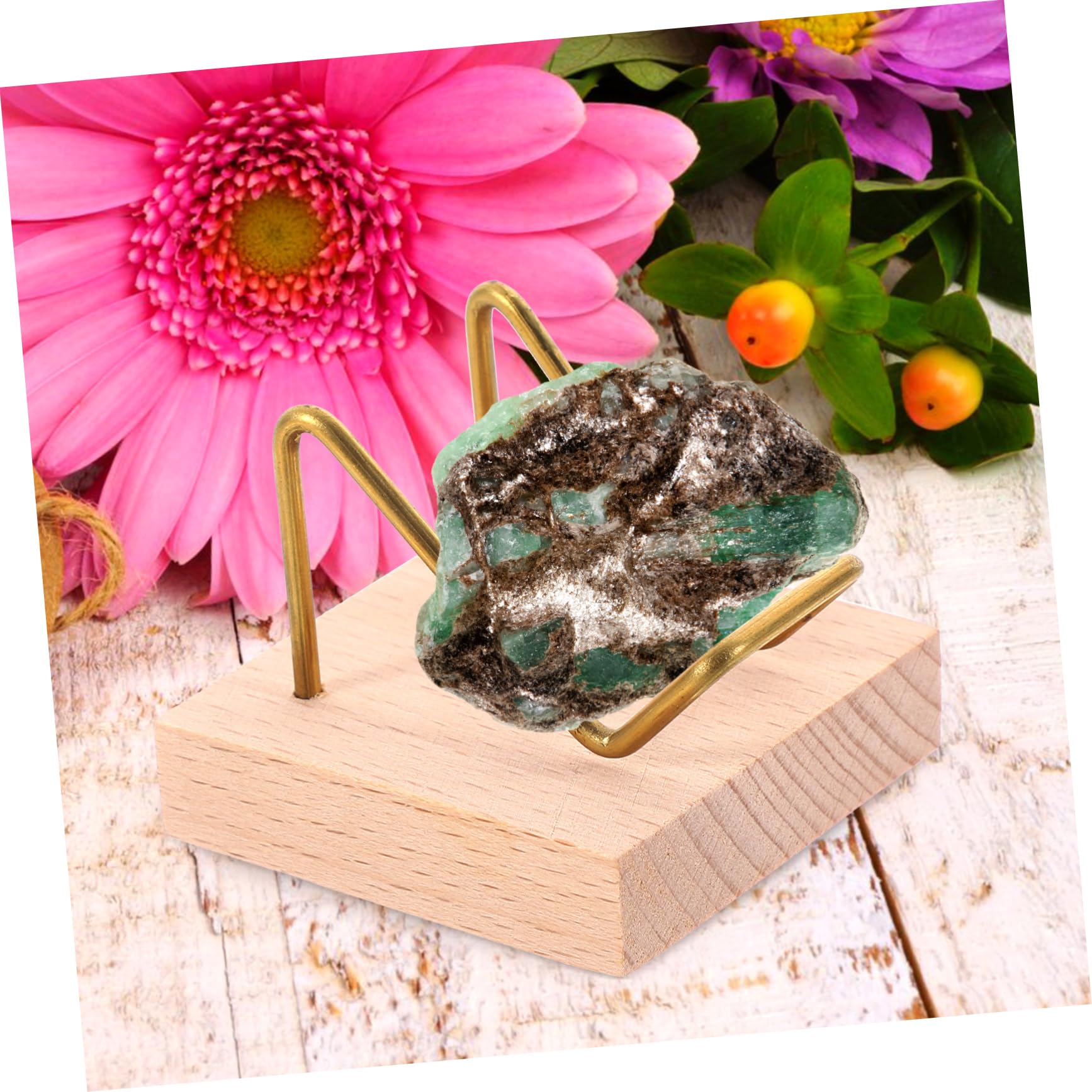 天然石 和風 置物 木製スタンド付き 18cm 家具・インテリア 天然石 和風 置物 木製スタンド付き