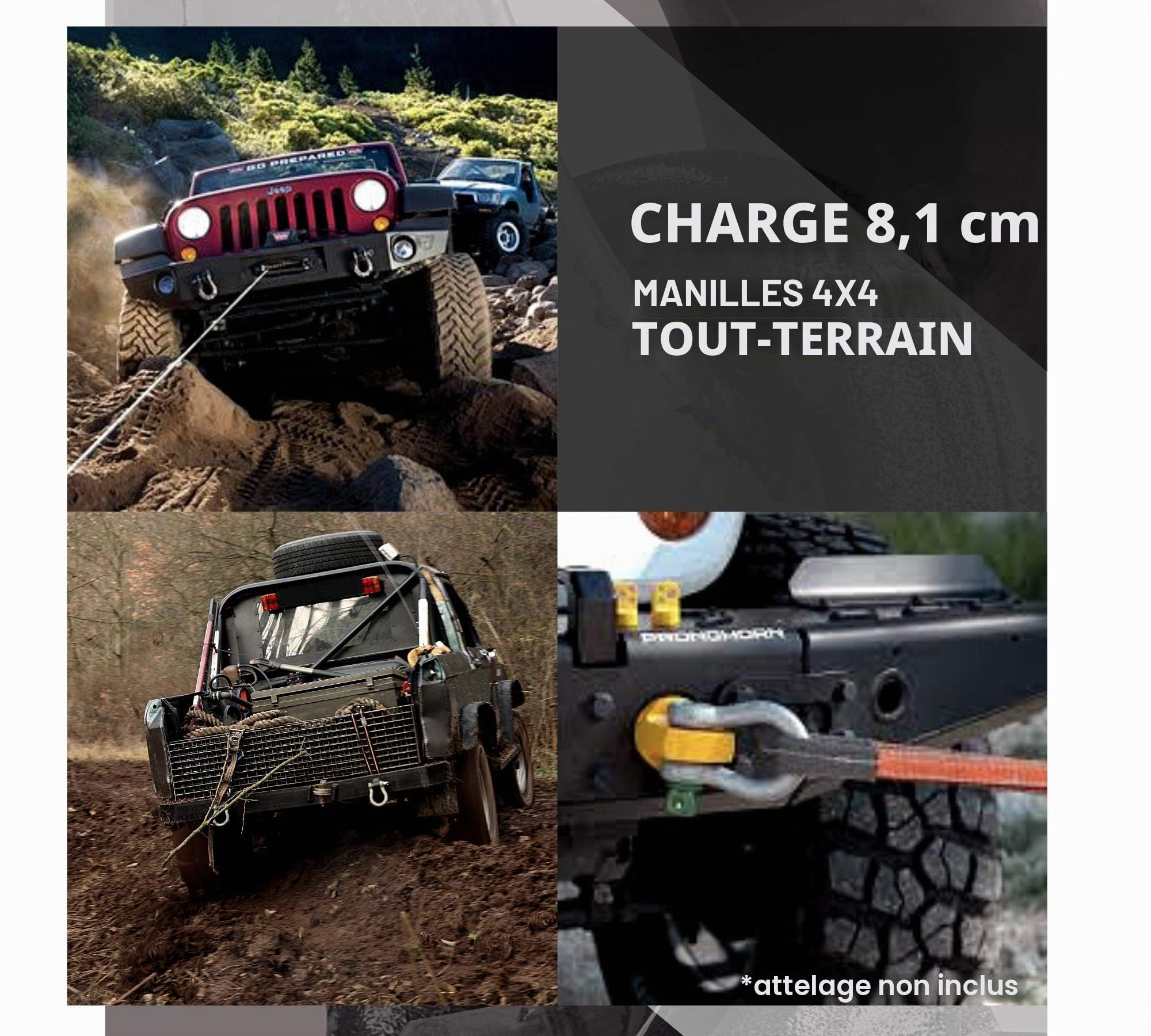 DOJA Industrial | Manille en Acier Haute Resistance | 3,2 T |Pack 2| Parfait pour Le remorquage et Le Levage | 4x4 Mousqueton treuil elingue de Levage Quad Moto remorquag manilles Lyre Route Sangle