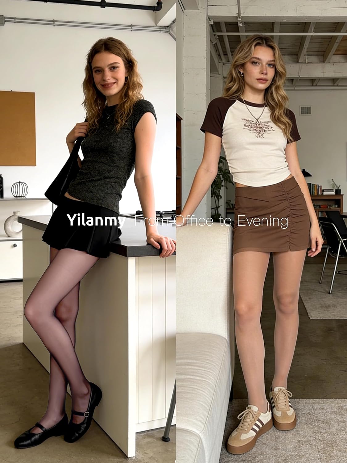 Yilanmy 2 Pairs Sheer Tights for Women with Run Resistant, 30D Soft Silky Nylon Stockings Under Dress